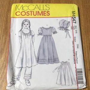 Sewing pattern McCalls costumes M4547 childs early American costume